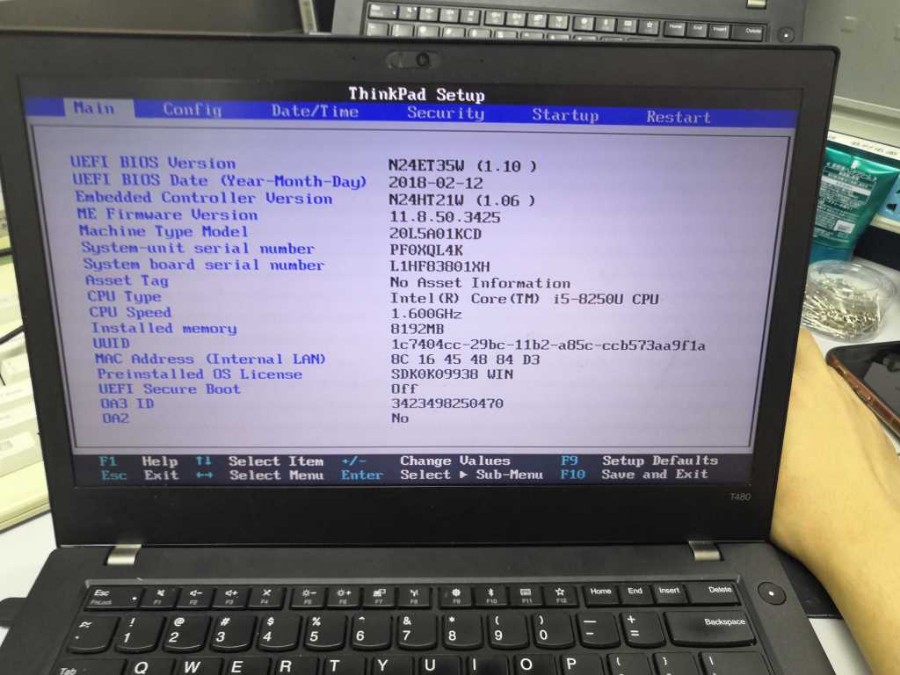 联想 Lenovo T480安装固态硬盘和重装系统