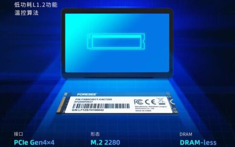 江波龙推出FORESEE XP2000 PCIE4.0固态硬盘 DRAM-less 方案性能有质的提升