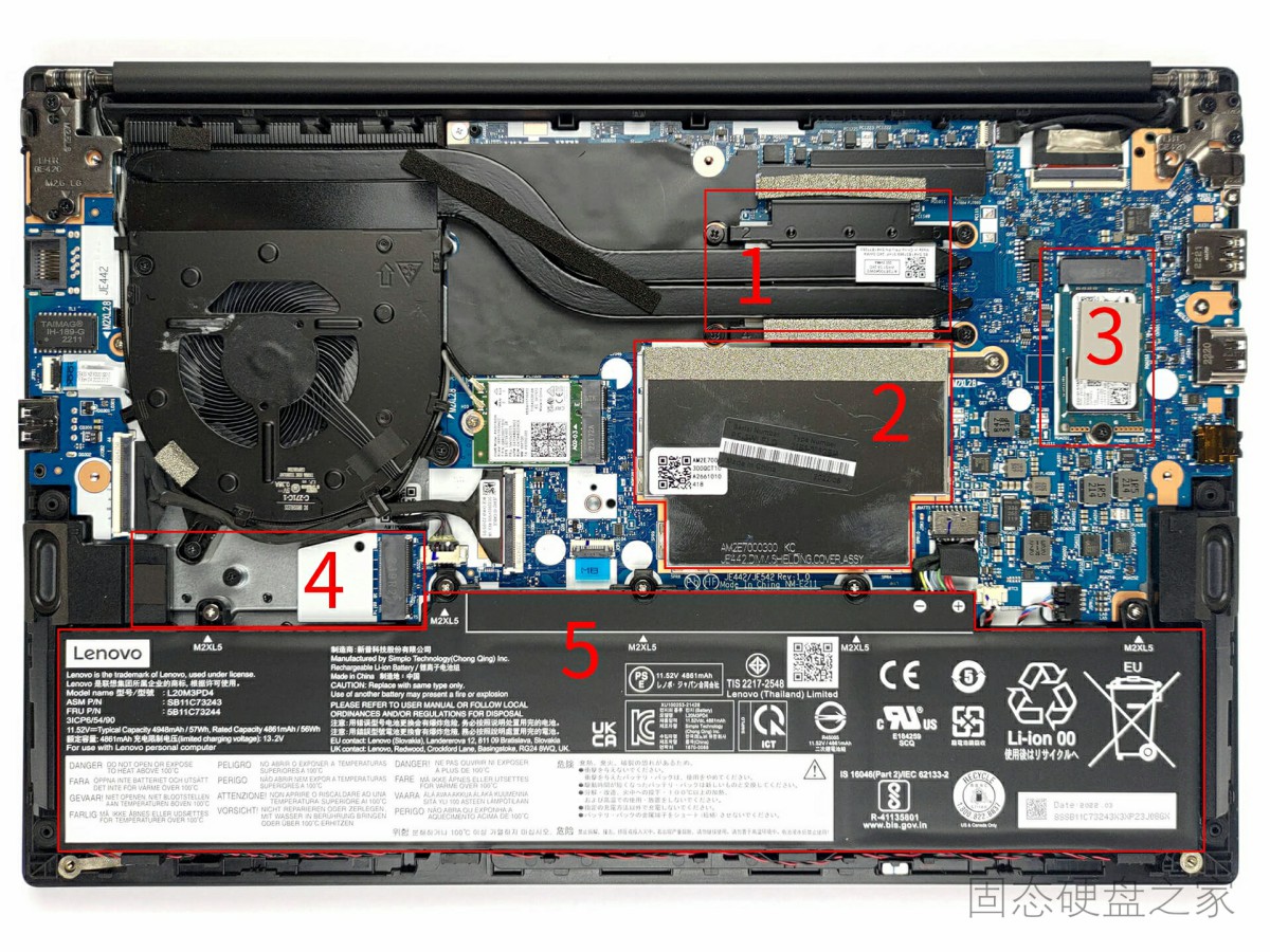 联想 ThinkPad E14 Gen 4 机身内部硬件排布