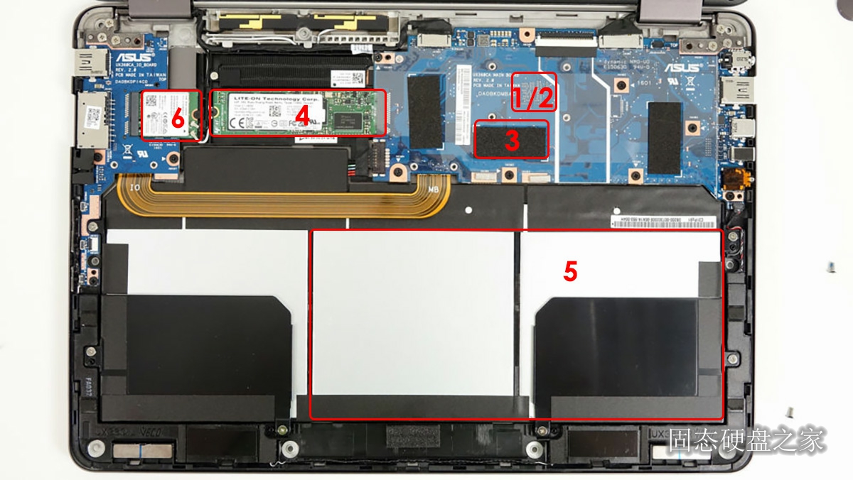 华硕 ZenBook Flip UX360内部硬件排布