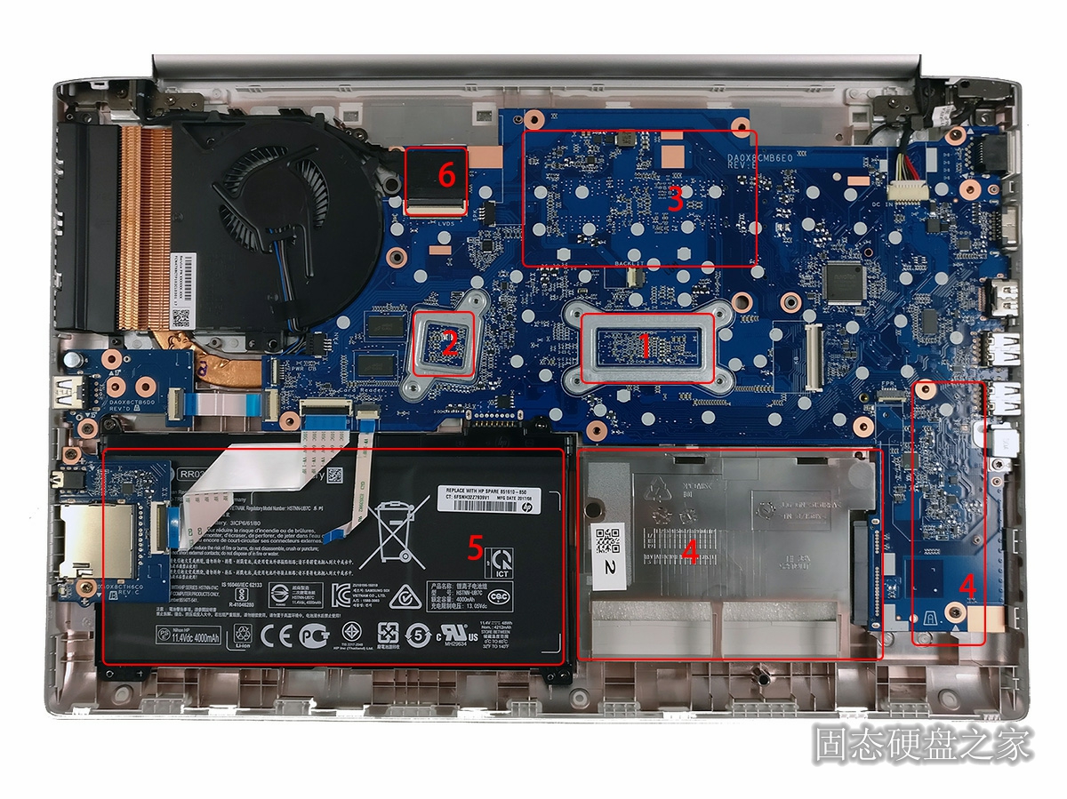 惠普ProBook 450 G5内部硬件排布