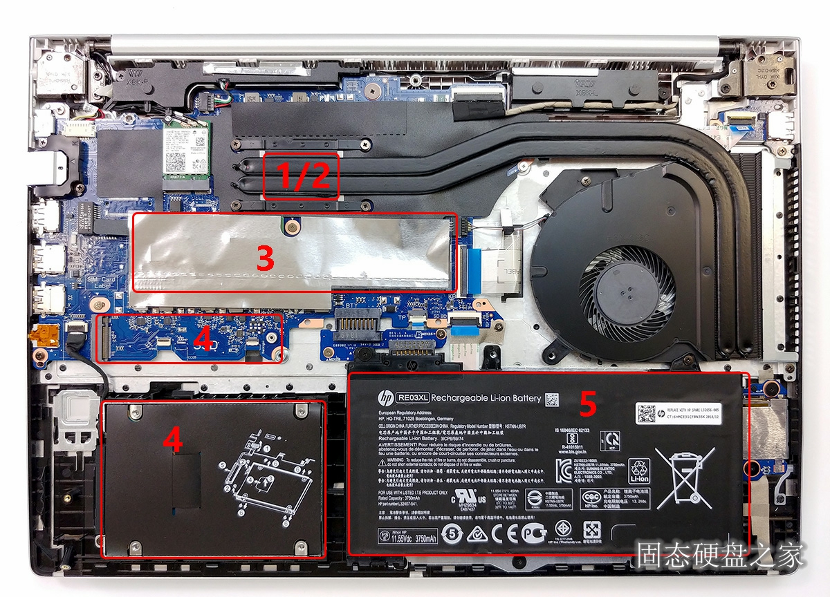 惠普ProBook 450 G6内部硬件排布