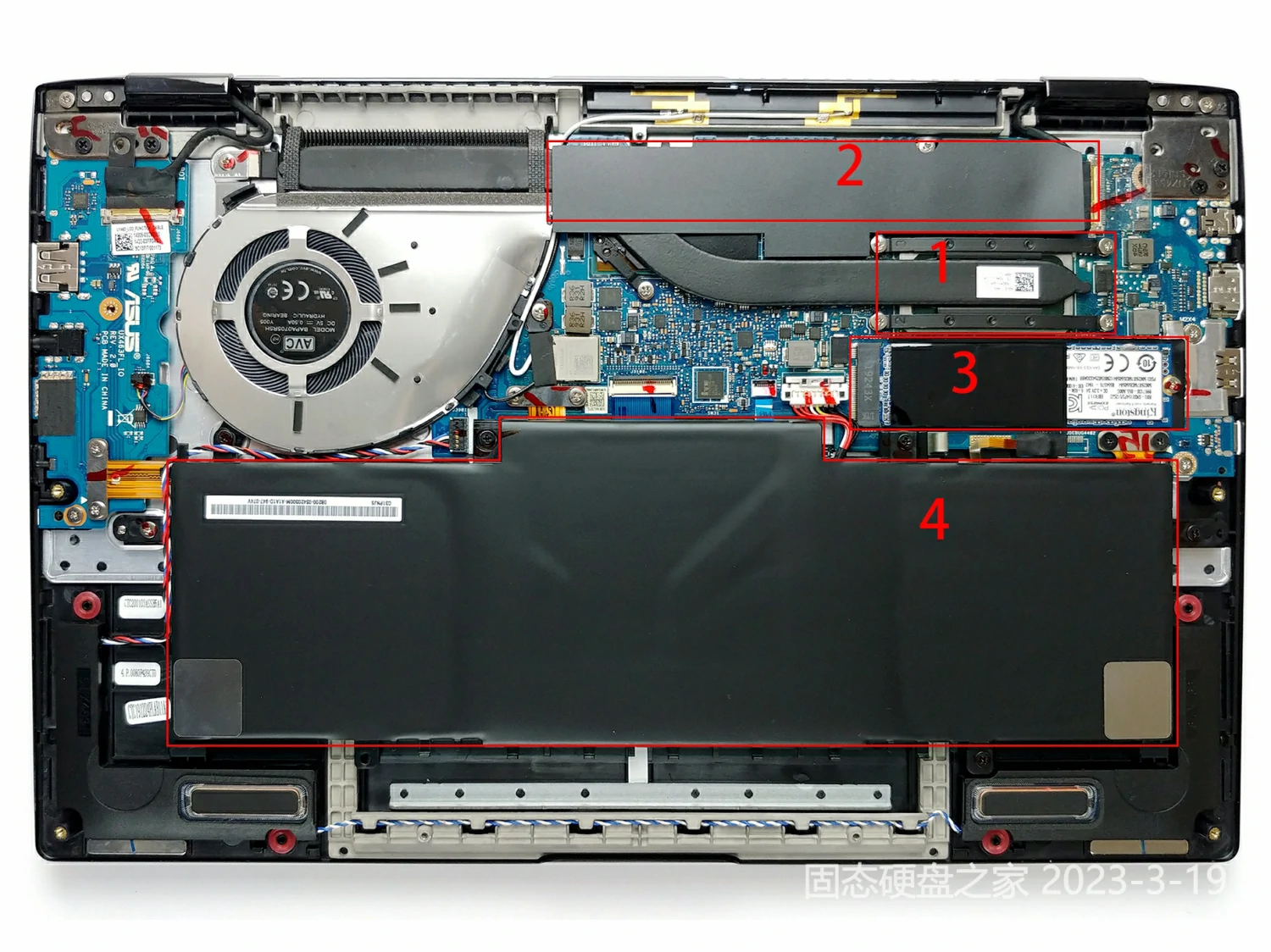 华硕 ZenBook Flip 14 UX463 机身内部硬件排布