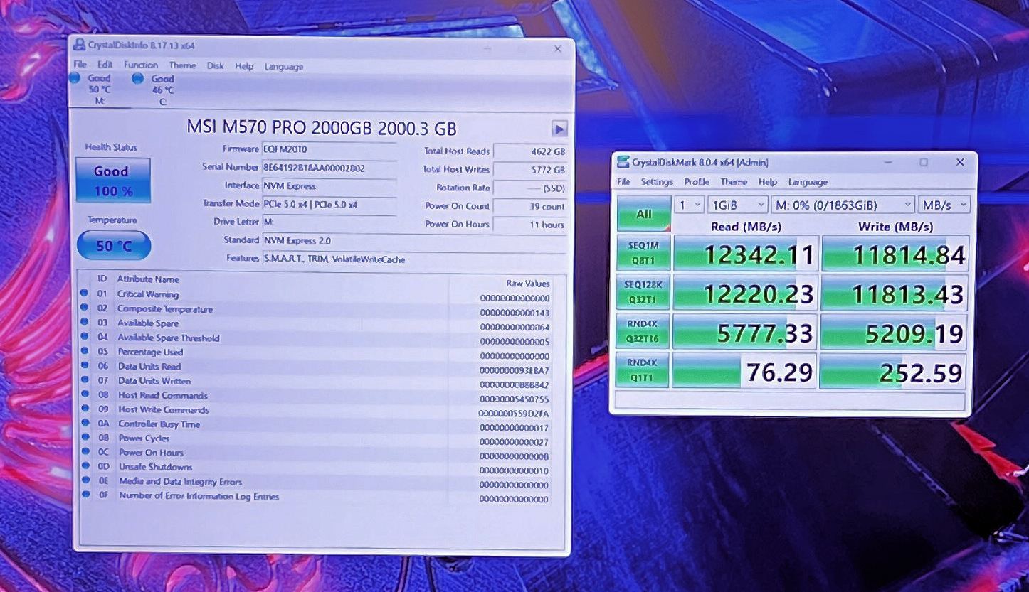 微星 SPATIUM M570 HS PCIe 5.0 固态硬盘