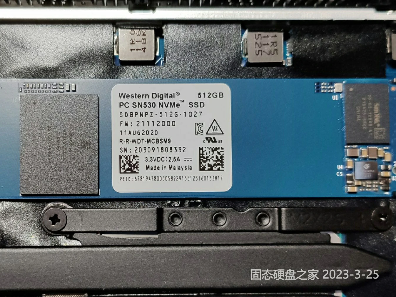华为 MateBook D 15 (2020, Intel) 西部数码 SN 530 512GB固态硬盘