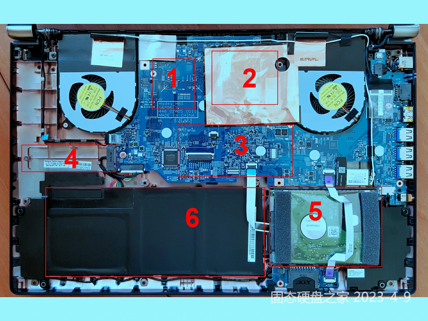 宏碁 Aspire V15 VN7-591G 机身内部硬件排布