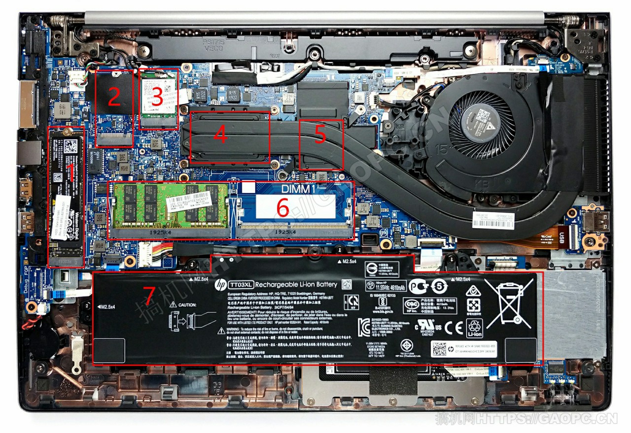 惠普 Zbook 15u G6机身内部硬件排布
