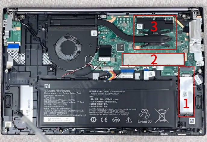 redmibook16-内部硬件排布