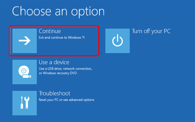 选择继续以安全模式启动 Windows 10