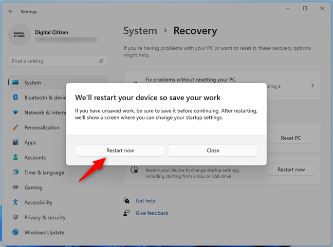 Windows 11 想要重启你的电脑