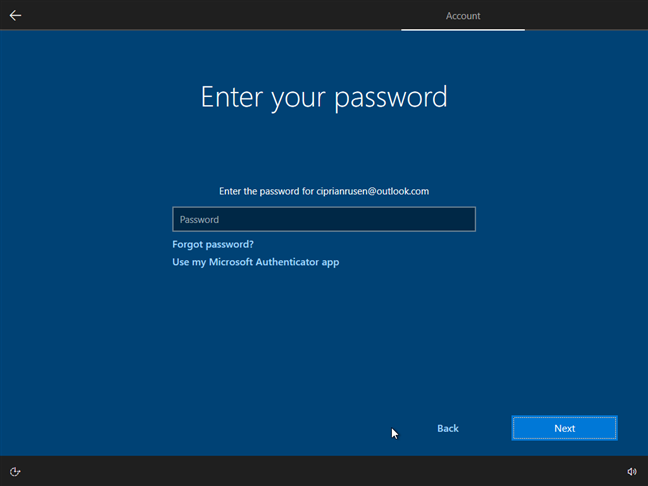 输入您的 Microsoft 帐户的密码