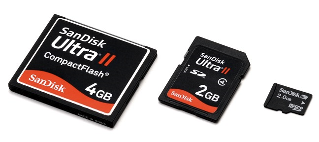 CompactFlash，SD和microSD卡