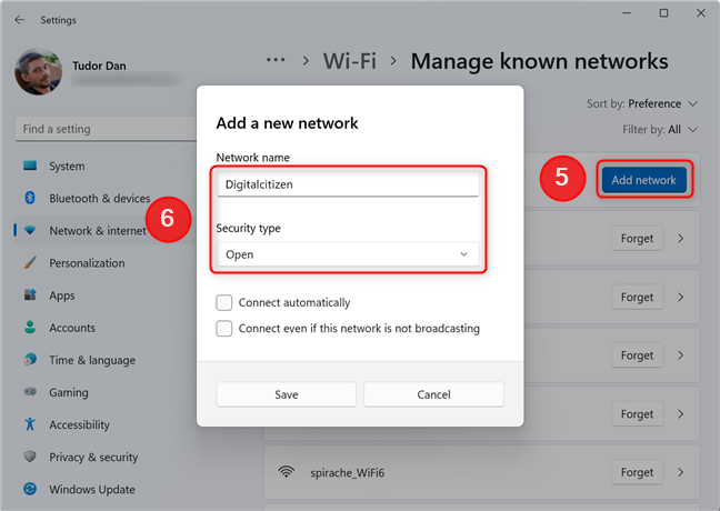 在“设置”中添加新的 Wi-Fi 网络