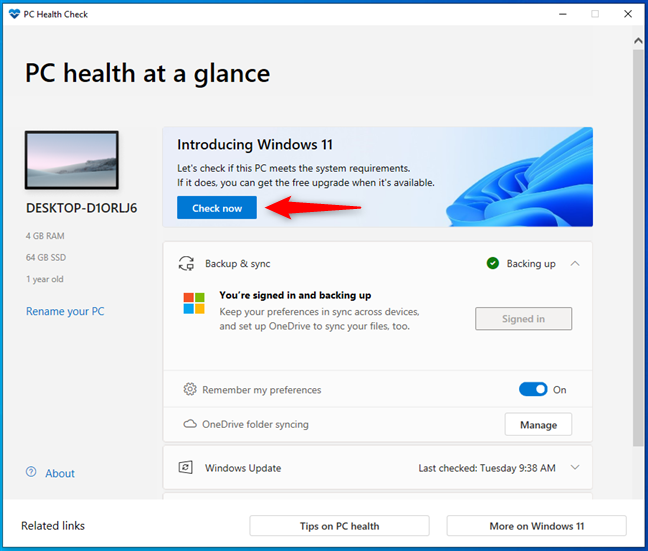 立即查看您的 PC 是否满足 Windows 11 的系统要求