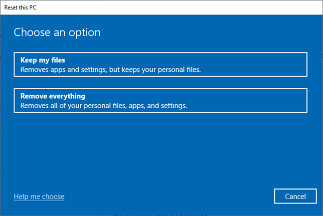 重置 Windows 10 的选项