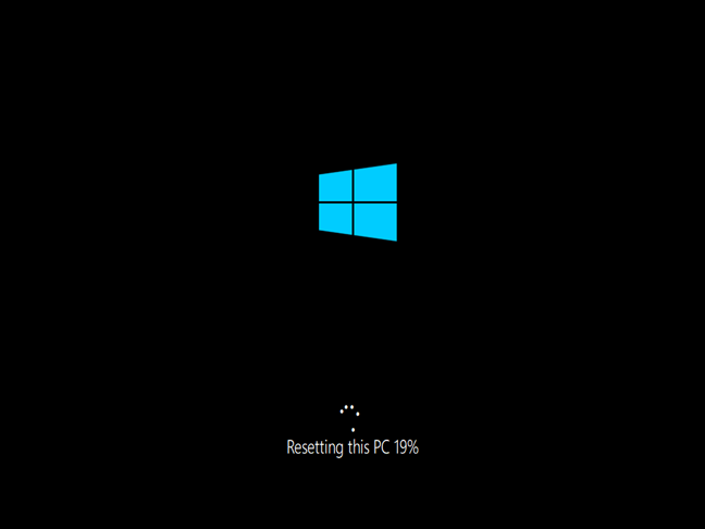 Progress on resetting this Windows 10 PC