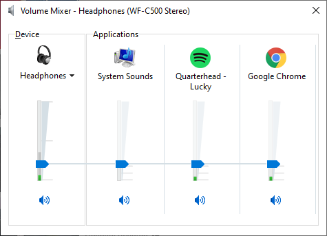 Windows 10 中的音量混合器