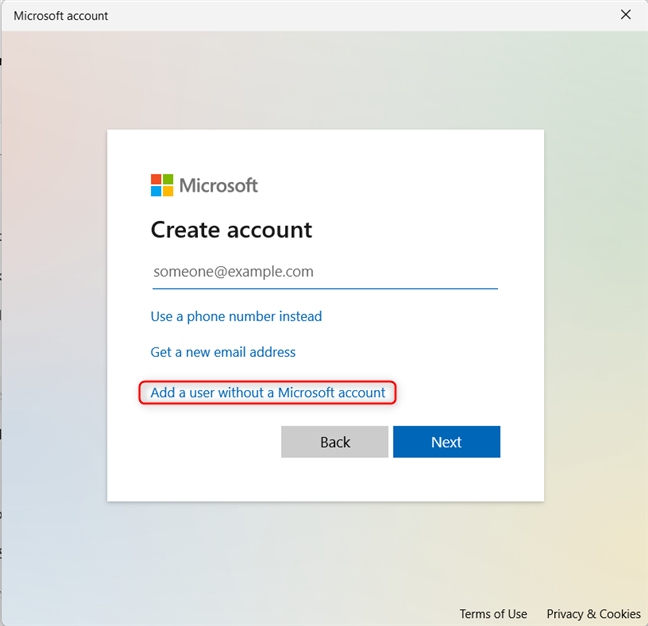 将没有 Microsoft 帐户的用户添加到 Windows 11