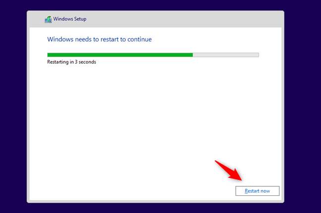 Windows 10安装需要重新启动PC才能继续